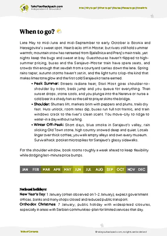 example page 3 from our offline Travel Guide for Bosnia and Herzegovina